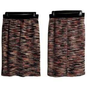 Gilli Black Multi Tweed Pull-On Skirt  Elastic Waist Viscose Stretch USA Sz S